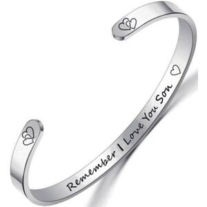 Stainless Steel‎ "Remember I Love You Son" Cuff Bracelet